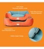 Luxury Medium Dog Bed in Orange & Aqua Colour with Washable Cover