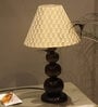 Luxury Round Shape Dark Brown Wood Table Lamp