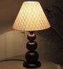 Luxury Round Shape Dark Brown Wood Table Lamp