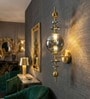 Luxury Smoke Glass Crystal Wall Light with Gold Finish