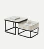 Luxury Square Nesting Coffee Table In White Finish (Set of 2)