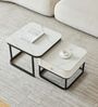 Luxury Square Nesting Coffee Table In White Finish (Set of 2)