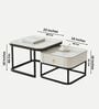 Luxury Square Nesting Coffee Table In White Finish (Set of 2)