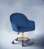 Luxury Tufted Velvet Fabric Executive Chair In Blue Colour