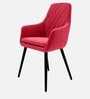 Modern Dining Chair With Armrest In Dark Pink Color