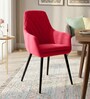 Modern Dining Chair With Armrest In Dark Pink Color