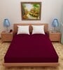 Luxury Waterproof Fitted Terry Cotton Queen Size (75x48) Mattress Protector in Maroon Colour
