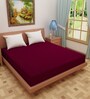 Luxury Waterproof Fitted Terry Cotton Queen Size (75x48) Mattress Protector in Maroon Colour