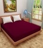 Luxury Waterproof Fitted Terry Cotton Queen Size (75x60) Mattress Protector in Maroon Colour