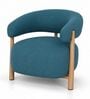 Luzia Curved White Ash Wood Barrel Chair With Suede Fabric In Teal Blue Colour Luzia Curved White Ash Wood Barrel Chair With Suede Fabric In Teal Blue Colour