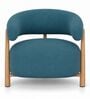 Luzia Curved White Ash Wood Barrel Chair With Suede Fabric In Teal Blue Colour Luzia Curved White Ash Wood Barrel Chair With Suede Fabric In Teal Blue Colour