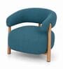 Luzia Curved White Ash Wood Barrel Chair With Suede Fabric In Teal Blue Colour Luzia Curved White Ash Wood Barrel Chair With Suede Fabric In Teal Blue Colour