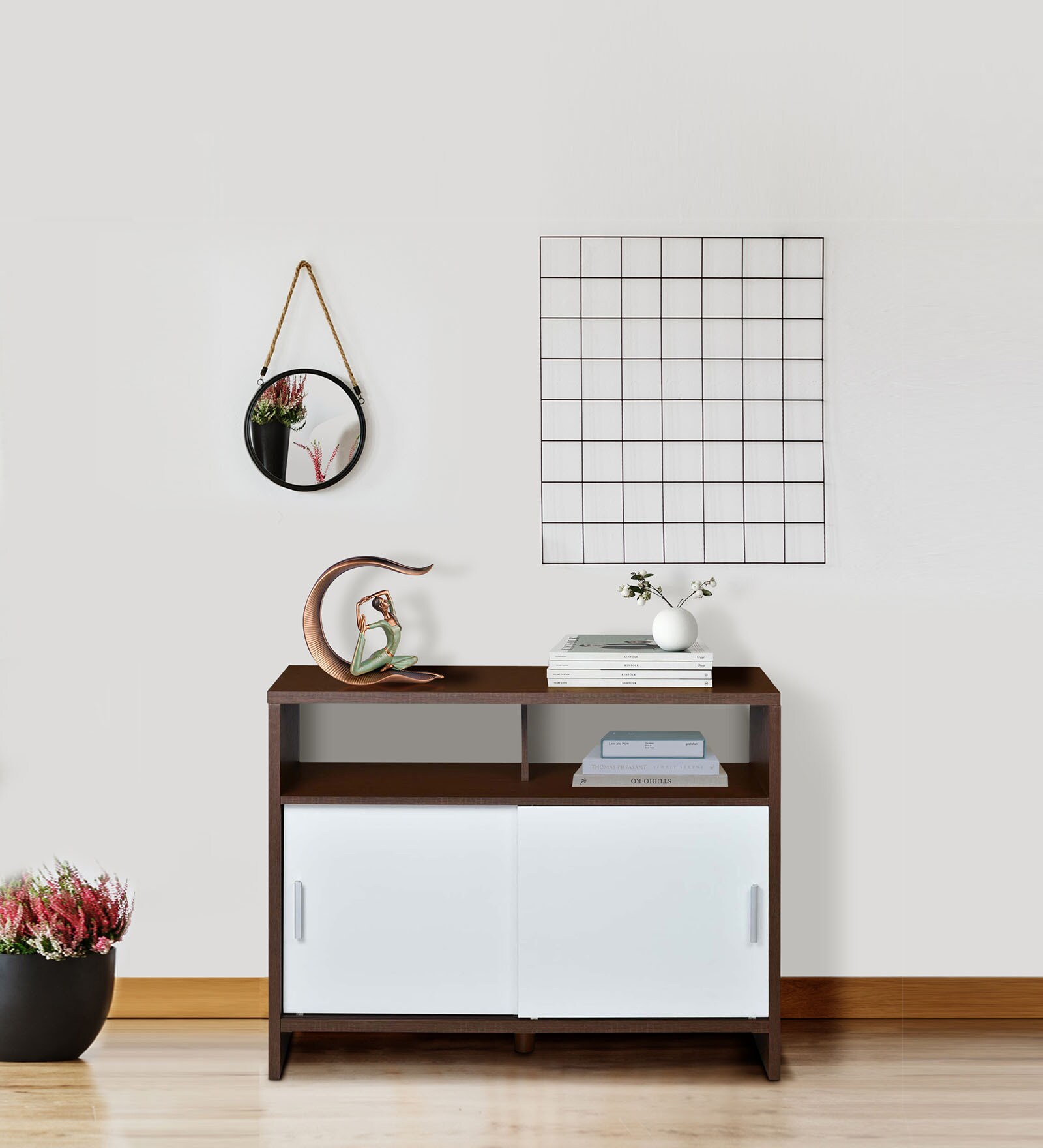 Lyra Crockery Unit  in Urban Walnut Finish with Shelves