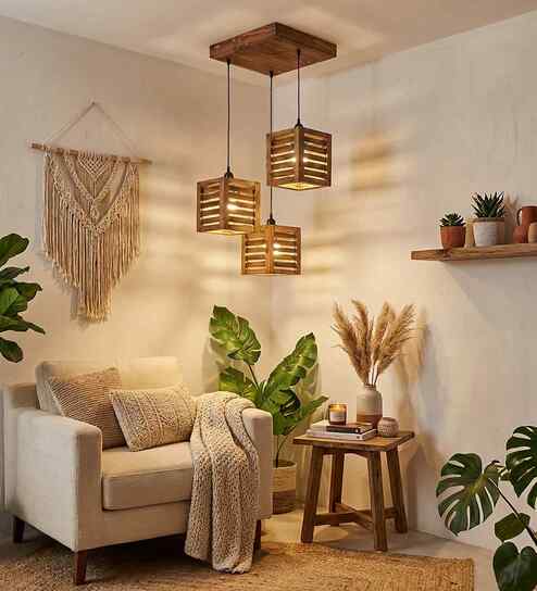 Lyon Brown Solid Wood Cluster Hanging Light