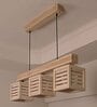 Lyon 3 Lights Beige Solid Wood Linear Chandelier Cluster Hanging Light