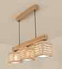 Lyon 3 Lights Beige Solid Wood Linear Chandelier Cluster Hanging Light
