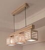 Lyon 3 Lights Beige Solid Wood Linear Chandelier Cluster Hanging Light