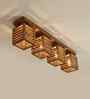 Lyon 4 Lights Brown Solid Wood Flush Mounted Ceiling Light