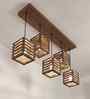 Lyon 5 Lights Brown Solid Wood Linear Chandelier Cluster Hanging Light