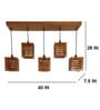 Lyon 5 Lights Brown Solid Wood Linear Chandelier Cluster Hanging Light