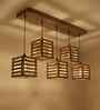 Lyon 5 Lights Brown Solid Wood Linear Chandelier Cluster Hanging Light