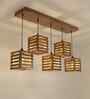 Lyon 5 Lights Brown Solid Wood Linear Chandelier Cluster Hanging Light