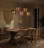 Lyon 5 Lights Brown Solid Wood Linear Chandelier Cluster Hanging Light