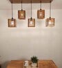 Lyon 5 Lights Brown Solid Wood Linear Chandelier Cluster Hanging Light