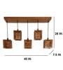 Lyon 5 Lights Brown Solid Wood Linear Chandelier Cluster Hanging Light
