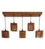 Lyon 5 Lights Brown Solid Wood Linear Chandelier Cluster Hanging Light