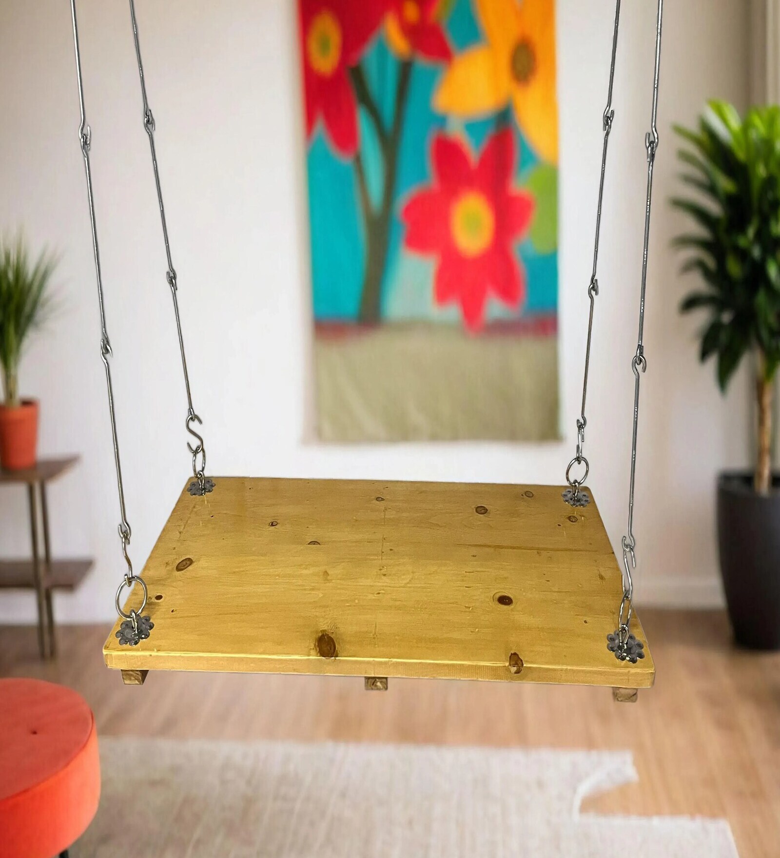 M-4 Solid Wood Swing in Natural Colour