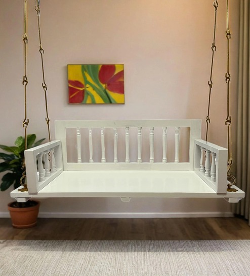 M-29 Solid Wood Swing in White Colour