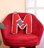 Red Cotton M Alphabet Shaped Pillow