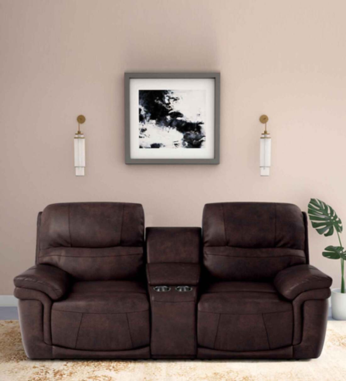 Buy Mackenzie Fabric Manual 2 Seater Recliner in Dark Brown Colour by