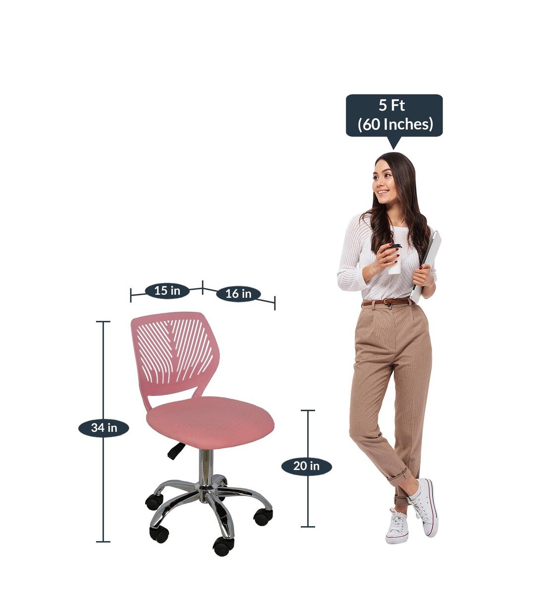 Buy Madison Ergonomic Chair in Pink Colour by Creative Seating System
