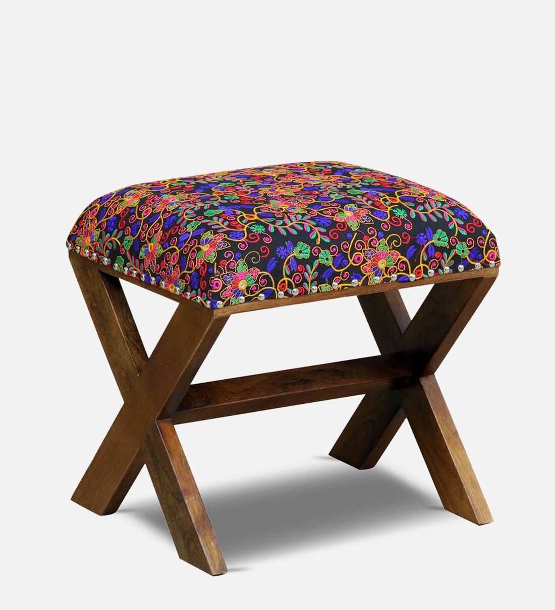 Buy Madison Fabric Seating Stool In Provincial Teak Finish At 31 OFF   Madison Seating Stool With Base In Provincial Teak Finish   Bohemiana By Pepperfry Madison Seating S Lmu53t 