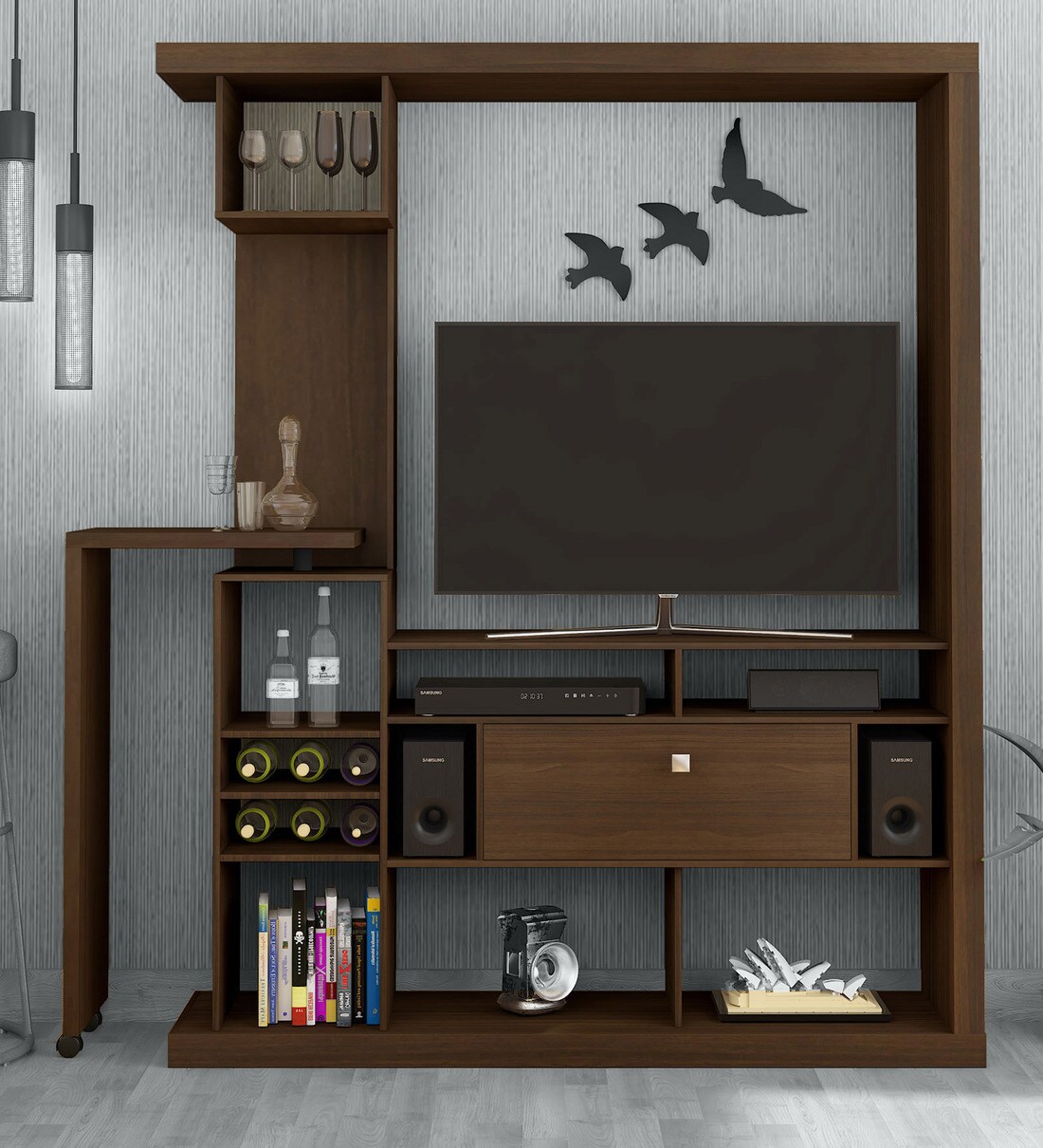 Buy Maemi Tv Unit In Nut Brown Finish By Mintwud Online TV Units TV