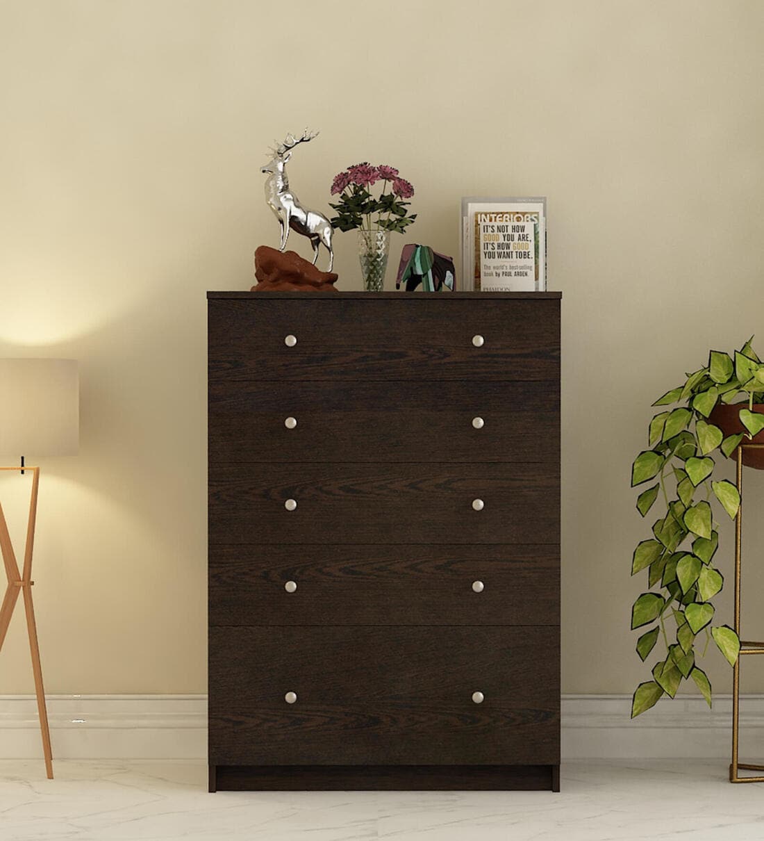 Stigen Sheesham Wood Chest Of Drawers In Scratch Resistant Honey Oak Finish