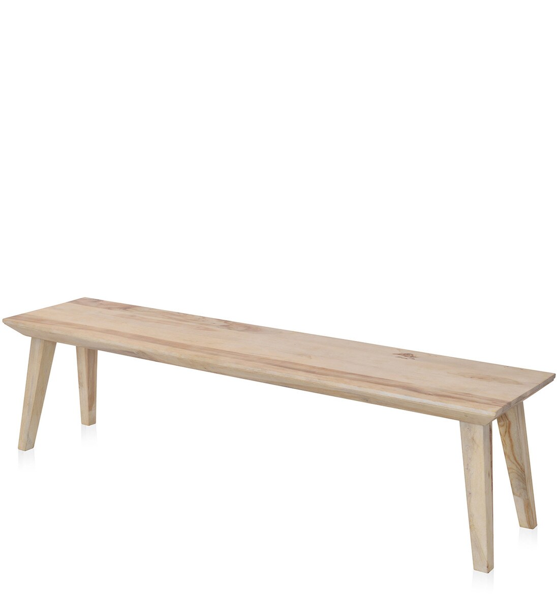 Buy Magix Solid Wood 3 Seater Dining Bench in White Natural Finish by