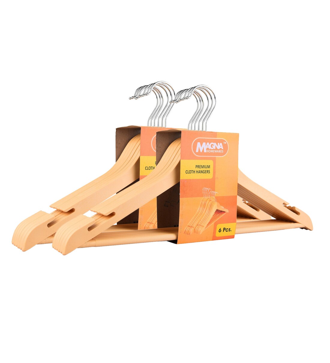 Buy Wooden Finish Plastic Natural Brown Hanger, Set of 12 by Magna