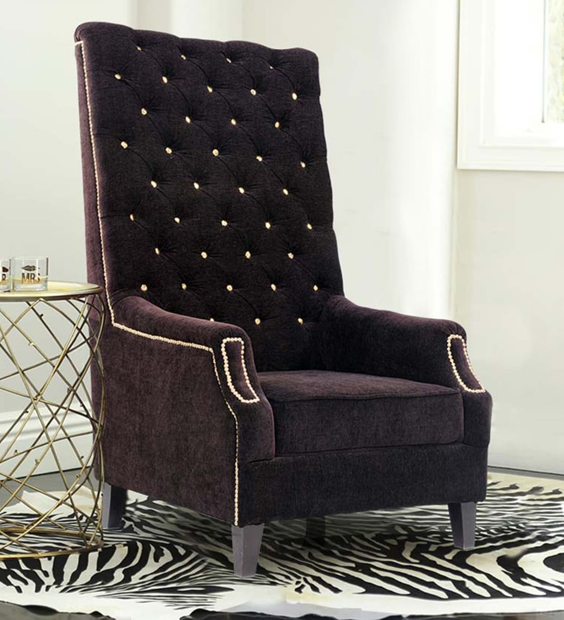 maharaja wing chair in purple colour