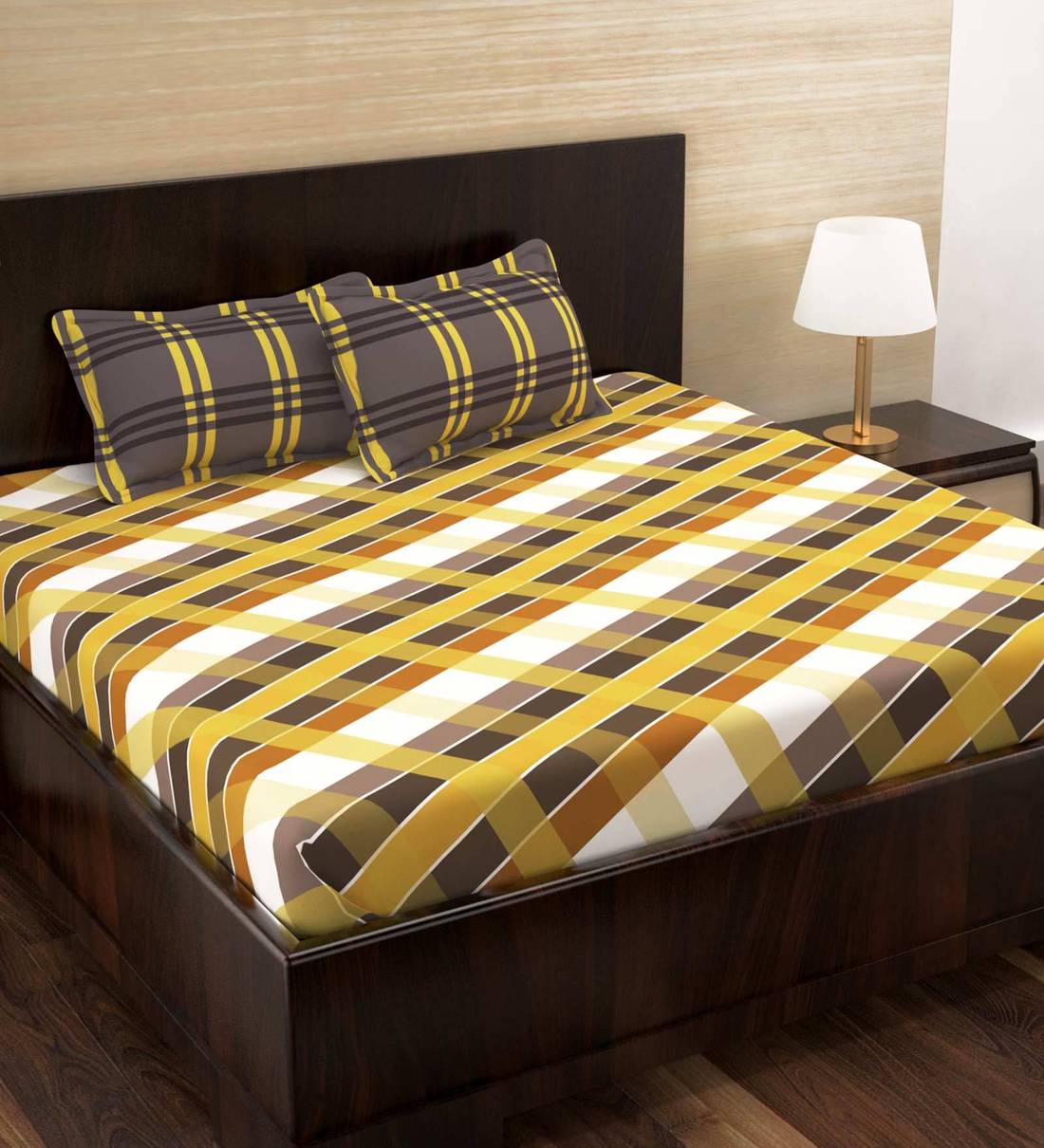 Buy Majestic 100 Cotton 152TC Double Bedsheet with 2 Pillow Cover by