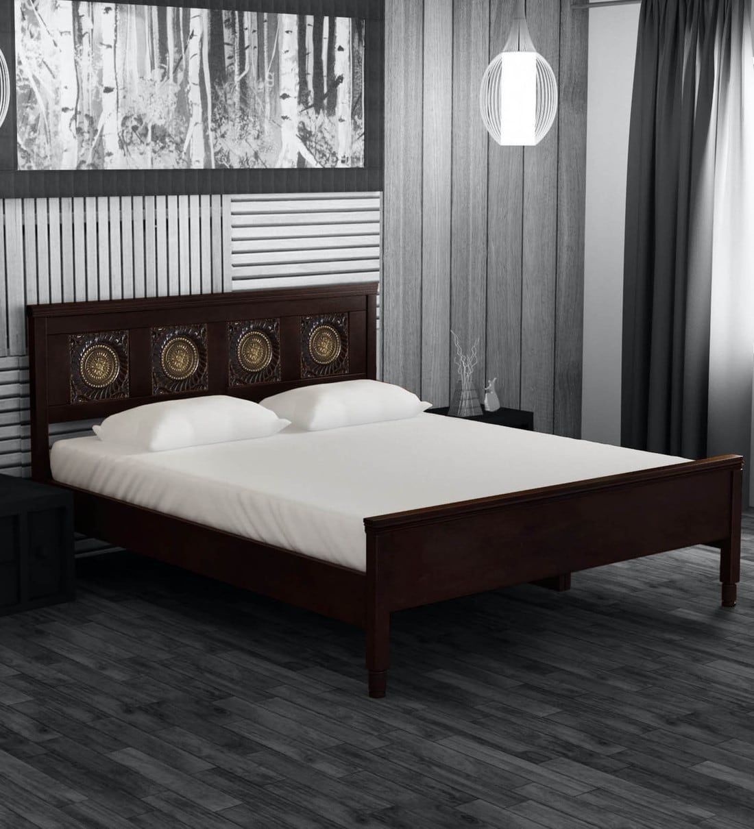 Buy Malava Solid Wood King Size Bed In Warm Chestnut Finish at 3 OFF