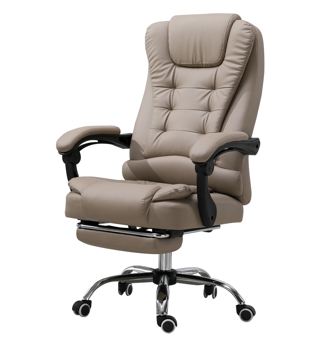 Buy Manager Office Chair with Massager & Footrest in Khaki Colour by Bantia Furniture Online