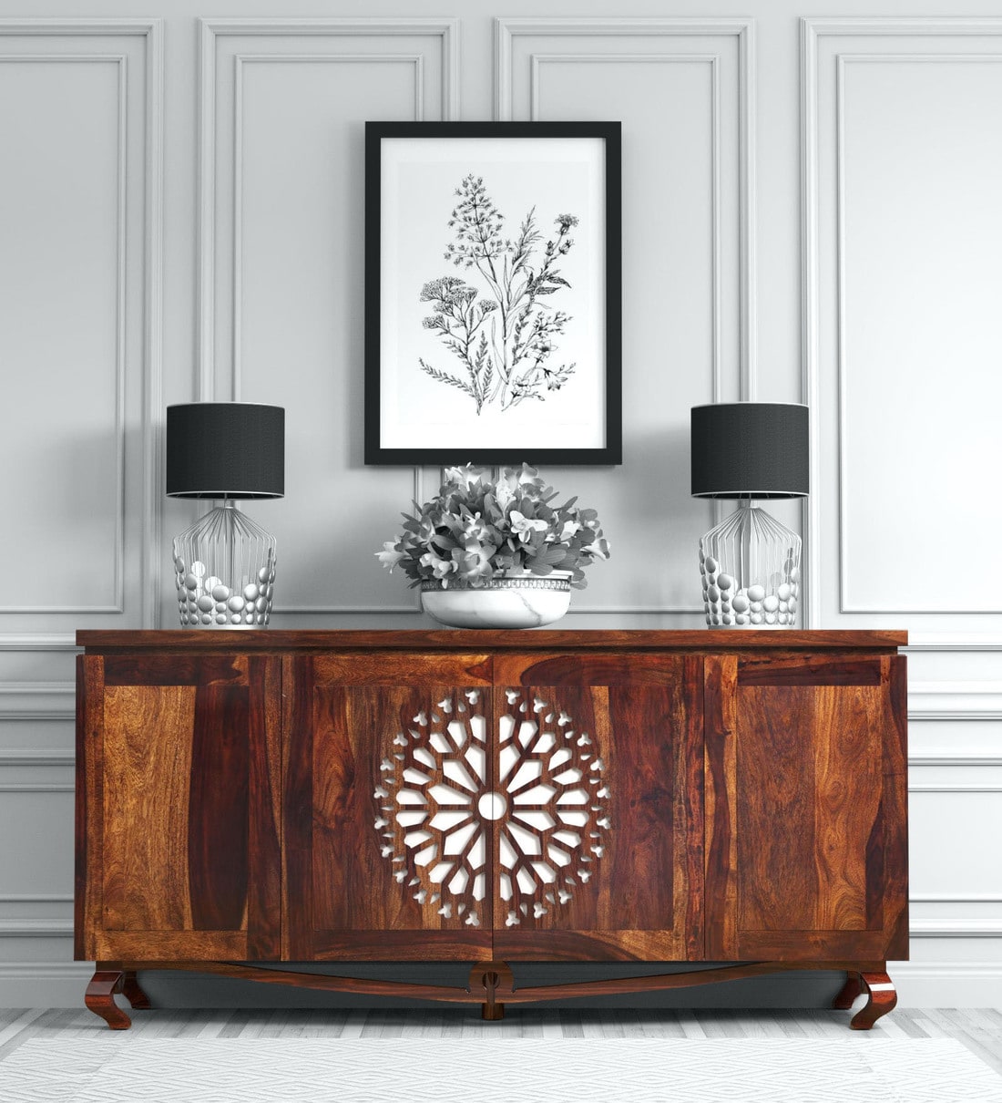 Buy Mandala Solid Wood Cabinet In Provincial Teak Finish Mudramark By Pepperfry Online Traditional Sideboards Sideboards Furniture Pepperfry Product