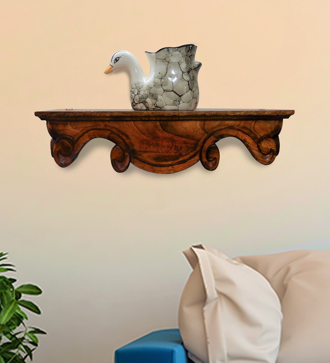 Natural wood on sale wall shelf