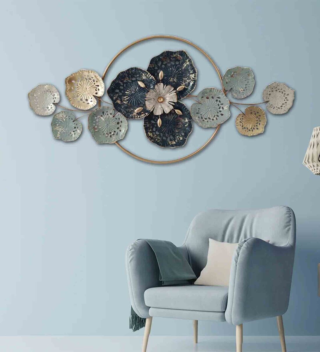 Buy Manila Bail Floral Metal Wall Art in Multicolour by Dekor Company