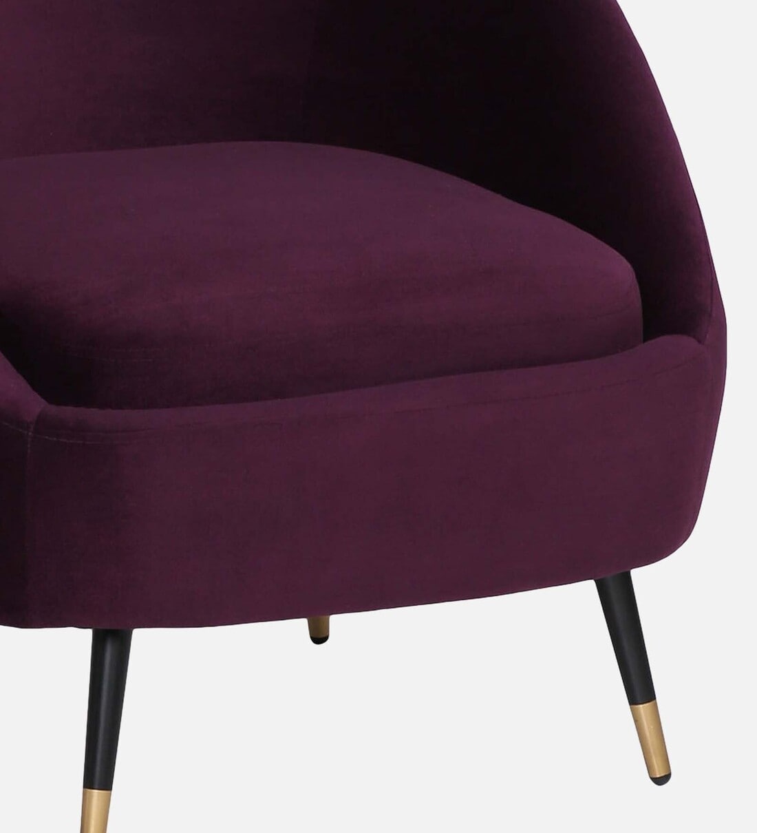 Buy Mariana Velvet Barrel Chair in Wine Colour with Foot Stool Online