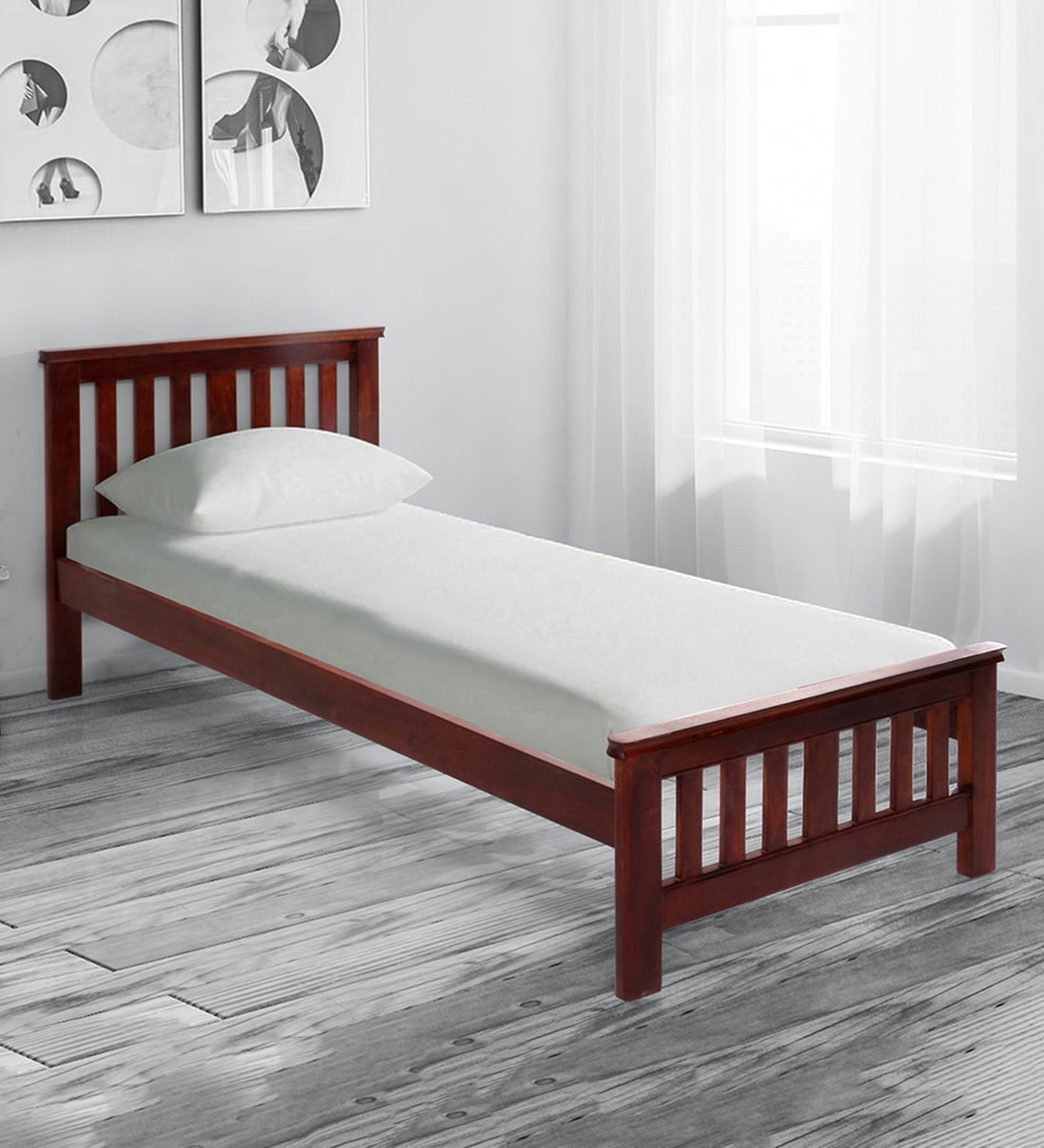 Buy Marko Single Bed in Honey Finish by Evok Online Modern Single