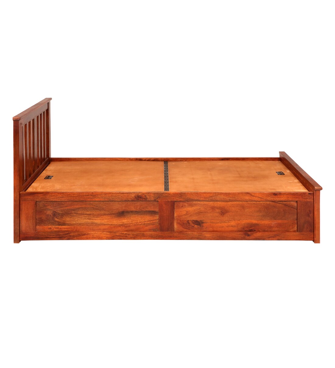Buy Marko Solid Wood Single Bed in Honey Finish with Box Storage Online